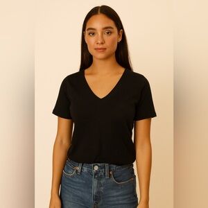 Urban Outfitters Sparkle&Fade Black Vneck shirt w lace up detail